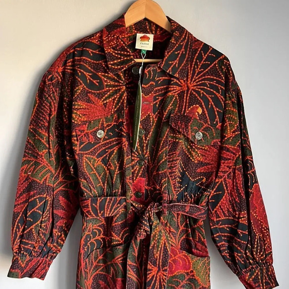 NEW FARM Rio Women Rainforest Black Canvas Jumpsuit Size Small - Picture 4 of 14